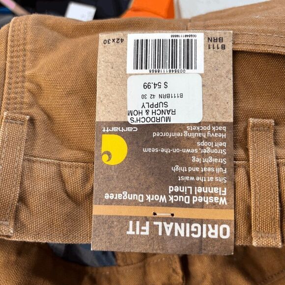 Carhartt Original Fit Duck Flannel Lined Work Dungaree Mens Pants Mens Sz 42x30 - Picture 5 of 7
